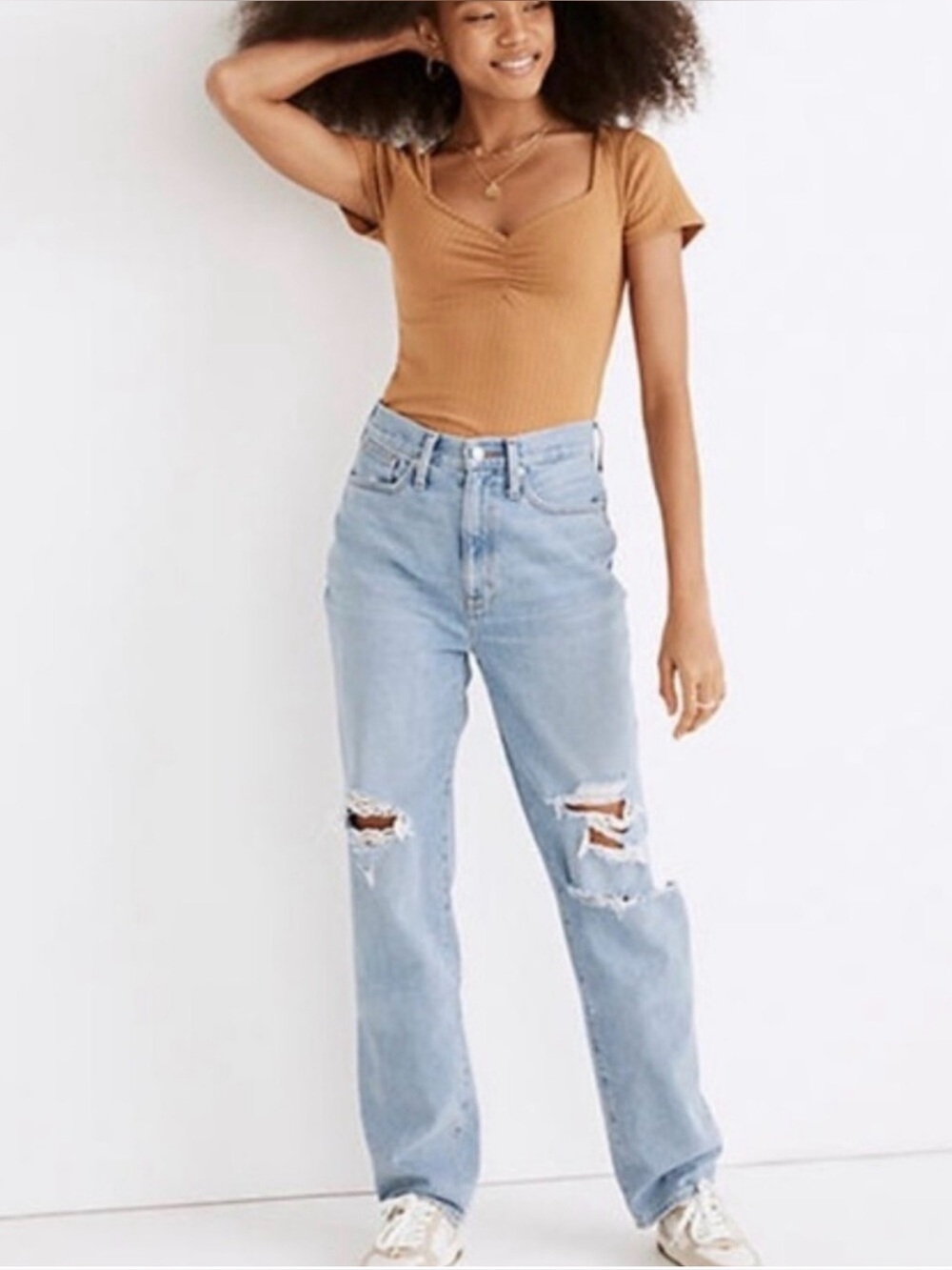Madewell distressed baggy straight jeans